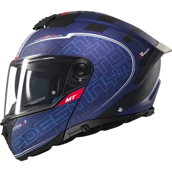 Helma na motorku MT Helmets Výklopná helma na motorku MT Atom 2 SV Destiny matná modro-černá S