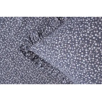 Povlečení Podpěrová s.r.o. Krepové povlečení MODRÉ KYTIČKY tmavé S KANÝREM Velikost: 200x220 (1x), 70x90 cm kanýr (2x) ŠEV na peřině