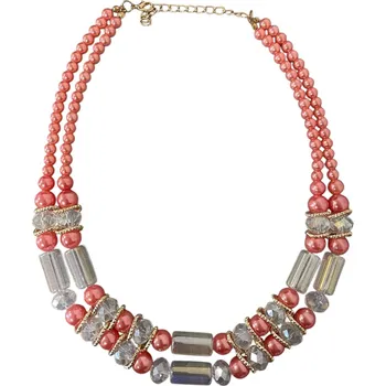 Náhrdelník Náhrdelník ze skleněných a plastových korálků - růžový