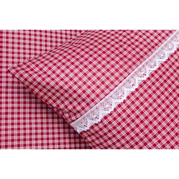 Povlečení Podpěrová s.r.o. Krepové povlečení KOSTIČKA ČERVENÁ POZITIV s krajkou Velikost: 200x200 (1x), 70x90 cm krajka (2x) ŠEV na peřině