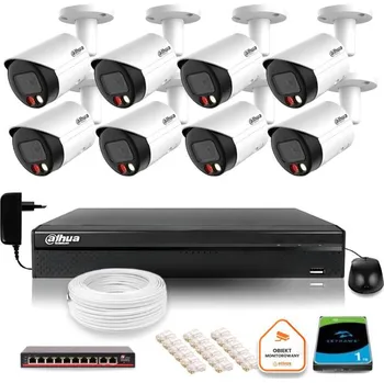 Bezpečnostní kamera Sada 8 IP kamer Dahua s dvojitým barevným nočním osvětlením