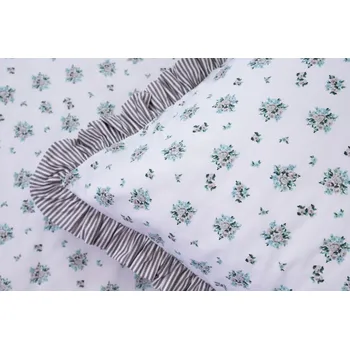 Povlečení Podpěrová s.r.o. Bavlněné povlečení BOUQUET / šedý proužek S KANÝREM Velikost: 200x200 (1x), 70x90 cm kanýr (2x) ŠEV na peřině