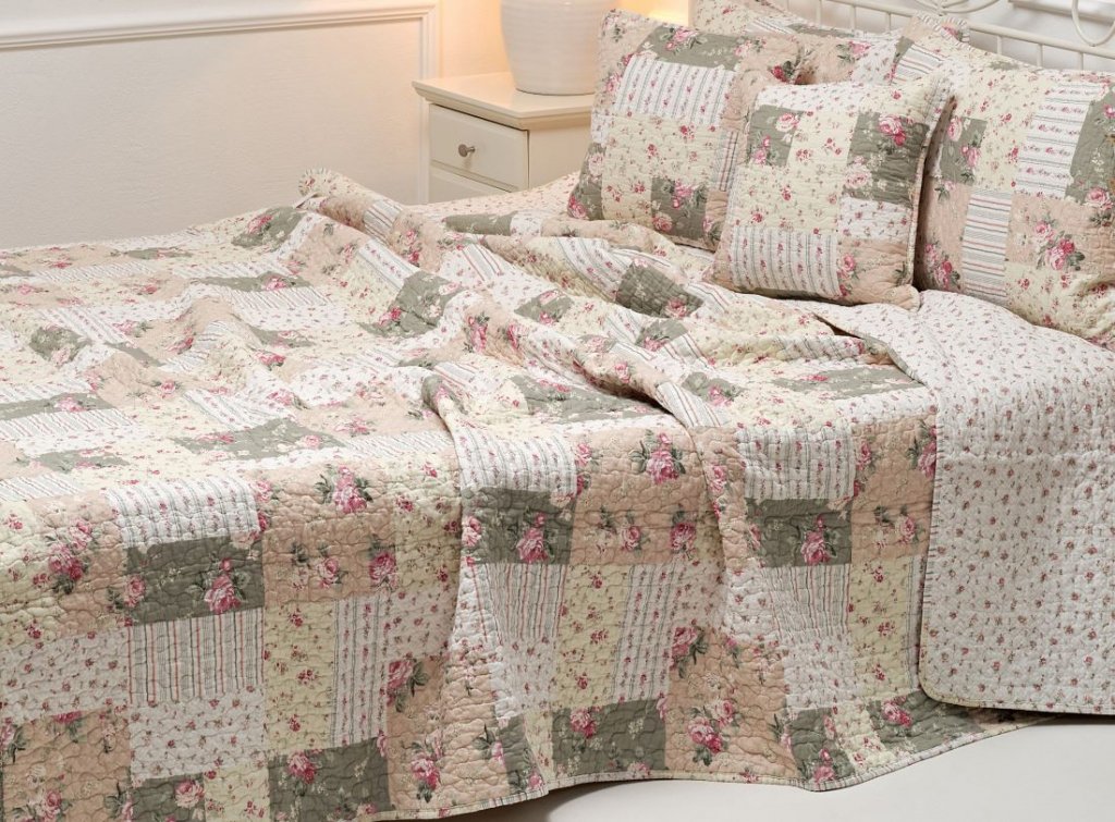 Podpěrová s.r.o. Oboustranný prošívaný přehoz DELUXE patchwork OLIVOVÝ Velikost: Přehoz 220x240 cm DELUXE