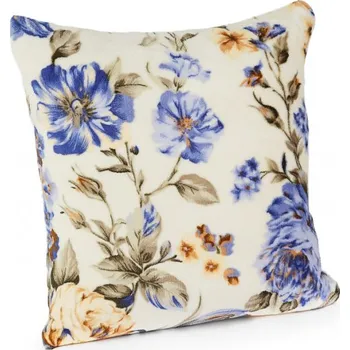 Povlak na dekorativní polštářek Podpěrová s.r.o. Povlak na polštářek z mikroflanelu KVĚTY MODRÉ