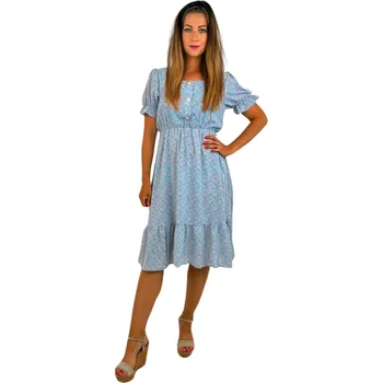 Dámské šaty NOVINKA-Letní krátké šaty - jemné kvítka - modré Velikost: M