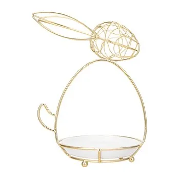 ZAJÍČEK - KERAMICKÁ MISKA V KOVOVÉM STOJÁNKU 13.5X11X19.5CM