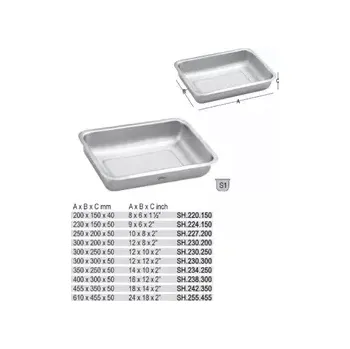 Hluboký tác z nerezové oceli 200 x 150 x 40mm