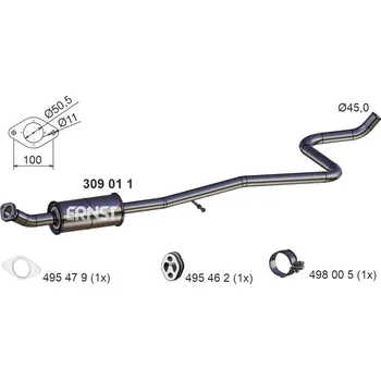 Tlumič výfuku Střední tlumič výfuku ERNST 309011