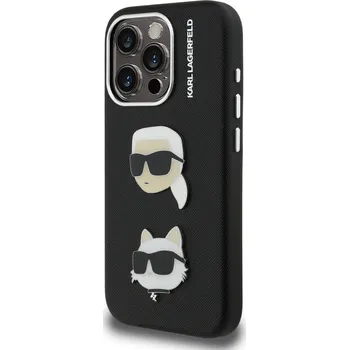 Pouzdro na mobilní telefon Zadní kryt Karl Lagerfeld Grained PU K&CH Heads pro Apple iPhone 15 Pro Max, černá