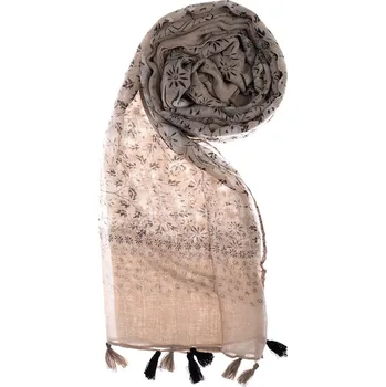 Šála Dámský šátek 90 x 200 cm květinky - béžový