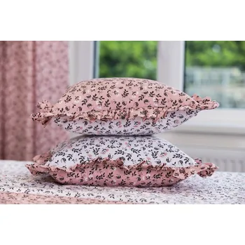 Povlečení Podpěrová s.r.o. Povlak s kanýrem HERBARIUM bílo/starorůžové Velikost: Bavlněný povlak s kanýrem 70x90 cm N