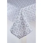 Podpěrová s.r.o. Ubrus bavlněný ŠEDÁ SRDÍČKA Velikost: 140x220 cm