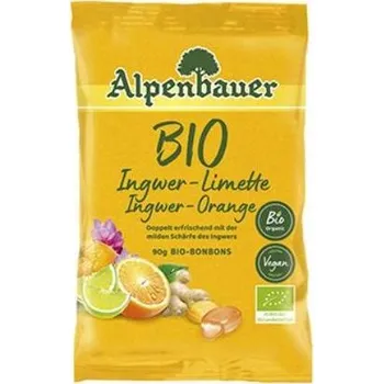 Bonbon Alpenbauer Alpanebauer BIO Zázvorovo-limetkové/pomerančové bonbóny