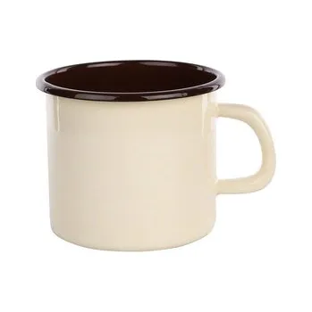 SMALTOVANÝ HRNEK 1.25L PRŮMĚR 12CM VÝŠKA 11.5CM KRÉMOVÝ/TMAVÝ STŘED