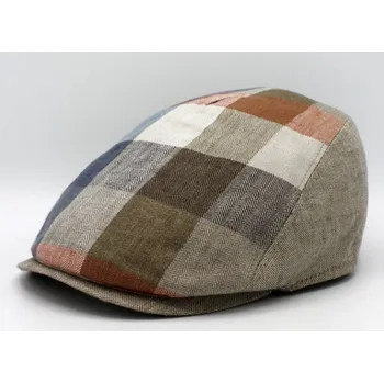 Čepice Fiebig - Headwear since 1903 Lněná kostkovaná letní bekovka - driver cap Fiebig béžová Velikost: 58 cm