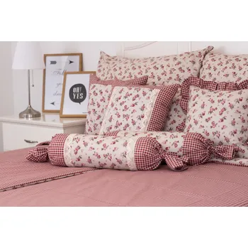 Bytový textil Podpěrová s.r.o. Bavlněné povlečení MANON / pepito bordó Velikost: 140x220 cm (1 ks), 70x90 cm (1 ks)