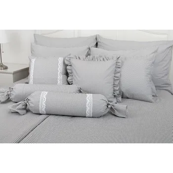 Povlečení Podpěrová s.r.o. Bavlněné povlečení ŠEDÝ DROBNÝ PROUŽEK Velikost: 200x200 cm (1 ks), 70x90 cm (2 ks) ŠEV na peřině