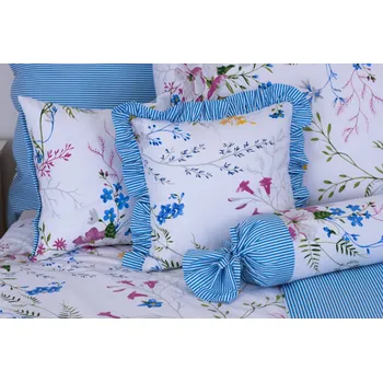 Povlak na polštářek Podpěrová s.r.o. Povlak s kanýrem LOUKA / modrý proužek Velikost: Krepový povlak s kanýrem 40x40 cm N