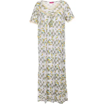 Dámská noční košile Noční košile Lístky a kostičky - Béžová Velikost: M