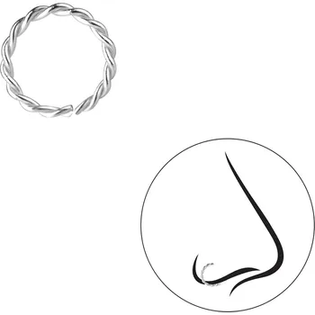 Piercing Stříbrný twisted kroužek do nosu 8 mm Ag 925/1000