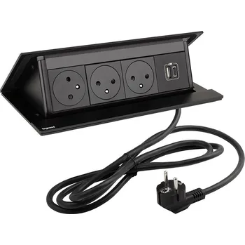 Elektrická zásuvka LEGRAND PopUp, 3x230V, 1x USB A/C, černá matná