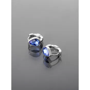 Náušnice Prosperk Náušnice z oceli kapka modrý zirkon