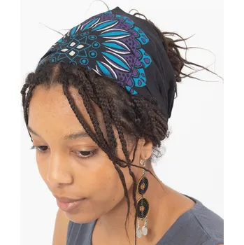 Šátek Čelenka s potiskem mandaly Thea Black, černá, Sittar