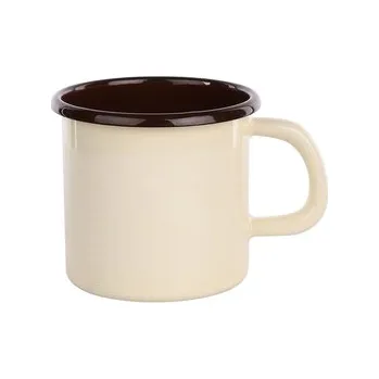 SMALTOVANÝ HRNEK 0.45L PRŮMĚR 9CM VÝŠKA 9CM KRÉMOVÝ/TMAVÝ STŘED