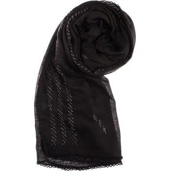 Šátek Dámský šátek 90 x 175 cm ozdobné proužky - černý