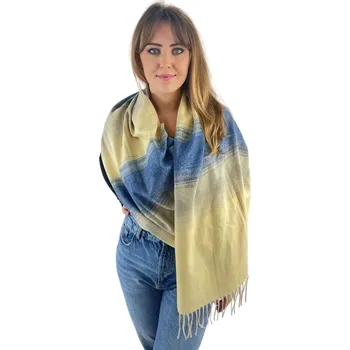 Šála Šál Pašmína Kolečka - modro-žlutá