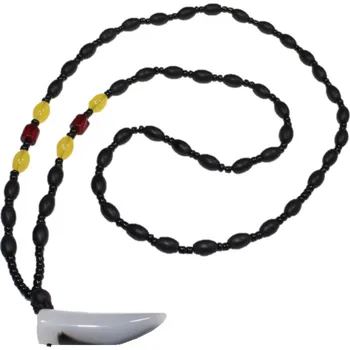 Náhrdelník BAZAR-Náhrdelník se žlutými korálky a přívěskem ve tvaru zubu