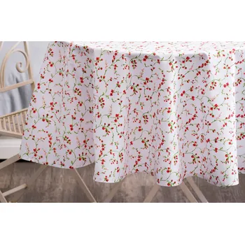 ubrus Podpěrová s.r.o. Ubrus bavlněný kulatý ČERVENÉ KVÍTÍ Velikost: Kulatý ubrus / průměr ubrusu Ø 120 cm