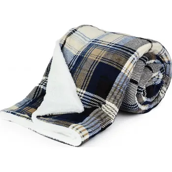 deka Podpěrová s.r.o. Deka mikroflanel s BERÁNKEM modrá kostka 150x200 cm DÁREK ZDARMA