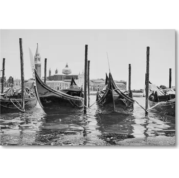 Obraz Obraz na plátně GONDOLY V BENÁTKÁCH ČERNOBÍLÉ 30 x 20 cm