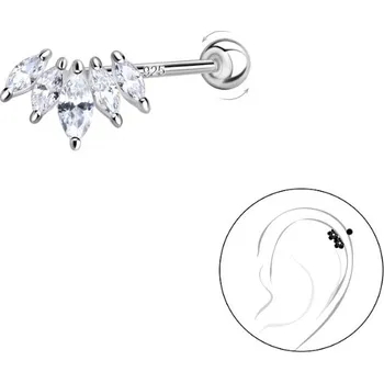 Piercing Stříbrný piercing LEAF Ag 925/1000