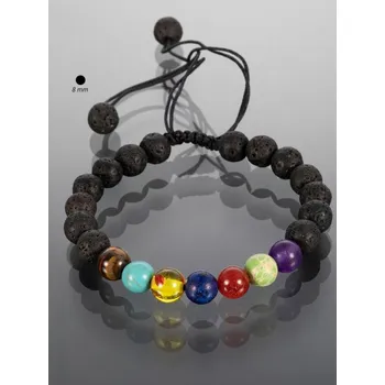 Náramek Prosperk Náramek z lávového kamene a čakrových korálků S5088