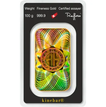 Zlatý slitek 100 g Argor Heraeus Kinebar