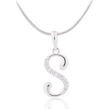 Přívěsek Stříbrný přívěšek písmeno S s čirými zirkony SVLP0364XH2BI0S