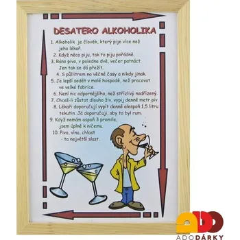 Obraz Obrázek Desatero alkoholika 22 x 17 cm (Vtipná cedulka na zeď)