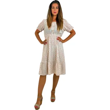 Dámské šaty NOVINKA-Letní krátké šaty - jemné kvítka - světlé Velikost: M