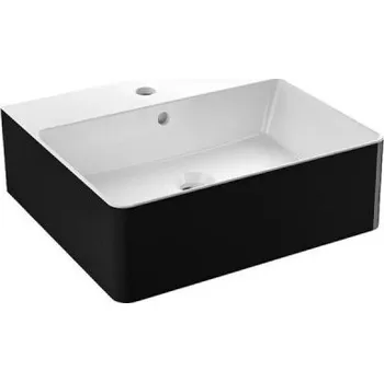 Umyvadlo Umyvadlo Miami Twice, 46,5 x 42 cm, bez speciální glazury, otvor pro baterii: uprostřed, s přepadem, černé - N CAMARGUE