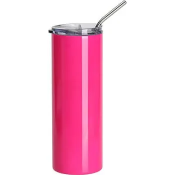 Termohrnek Termohrnek 600 ml s brčkem lesklý - neonově růžová sublimace termotransfer