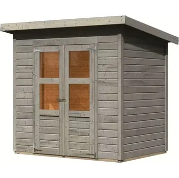 Zahradní domek KARIBU HOLZTECHNIK Dřevěný domek KARIBU MERSEBURG 3 (8233) světle šedý LG4434