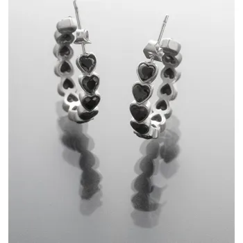 Náušnice Prosperk Náušnice kruhy z černých srdíček