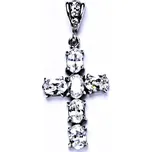 Zlatý přívěsek křížek, bílé i žluté zlato, čiré zirkony - P 1239/2 (zirkony 6x4 mm)