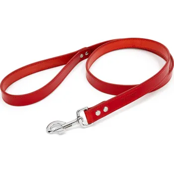 Vodítko pro psa BARICO Kožené vodítko Red Typ karabiny / Šířka vodítka: Malá / 1,8 cm