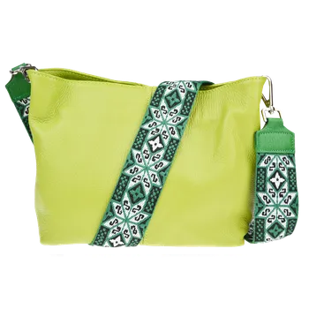 Kabelka NovaKabelka.cz Kožená italská crossbody kabelka Batilda Verde Segnale s přídavným popruhem V