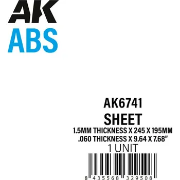 AK Interactive 1.5mm thickness x 245 x 195mm - ABS SHEET