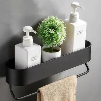 Drátěná police SPRCHOVÁ POLIČKA BEZ VRTÁNÍ matná černá + lepidlo