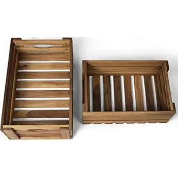 Úložný box Dřevěná krabice na ovoce, v hnědé sadě, 2 ks, FSC 100% - N VANAGE